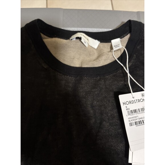 VINCE NWT Double-Layer Knit Shell Black/oat Sand Combo Size Small - Picture 3 of 6